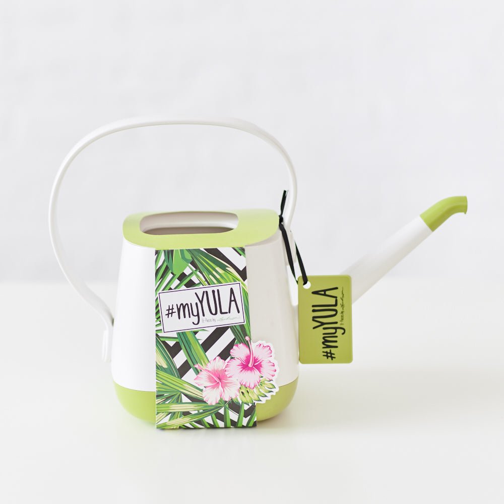 YULA watering can white/pistachio semi - gloss - My City Plants