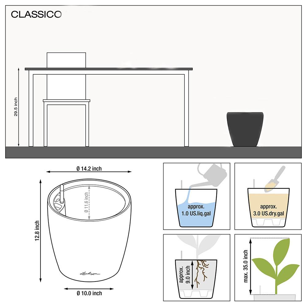 Lechuza Classico LS 35 (14&quot; D) Planter - White - My City Plants