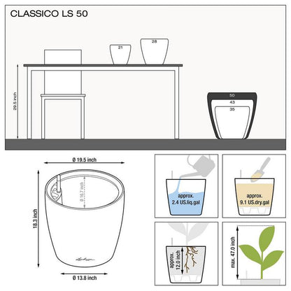 Lechuza Classico LS 50 (19.5&quot; D) Planter - Charcoal Metallic - My City Plants