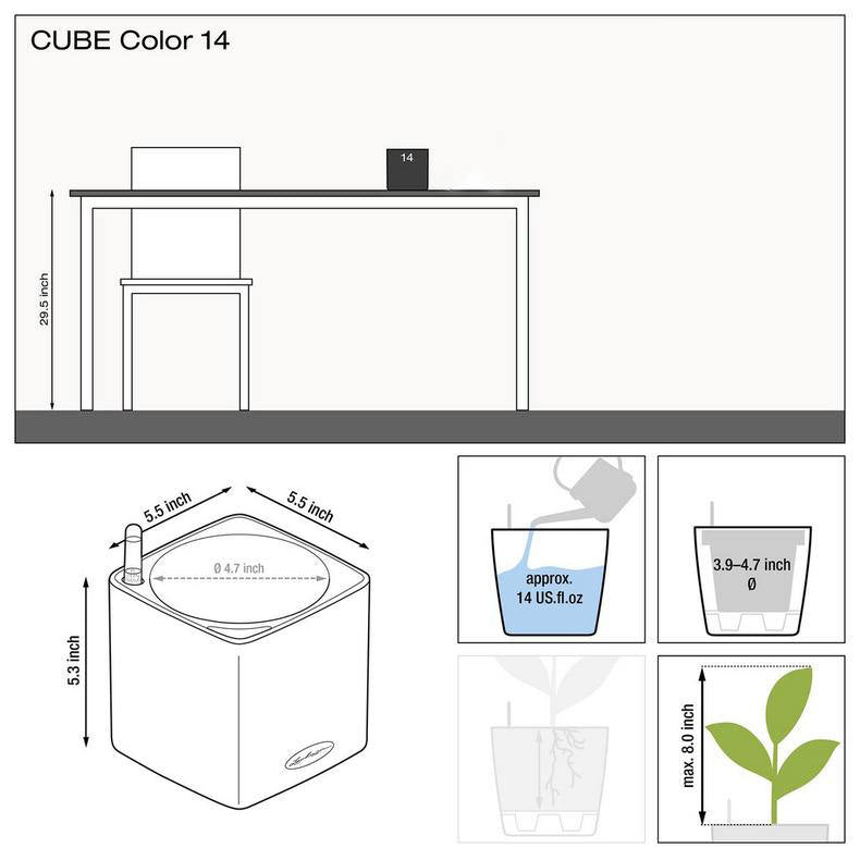 Lechuza Cube 16 Color Planter - Slate - My City Plants