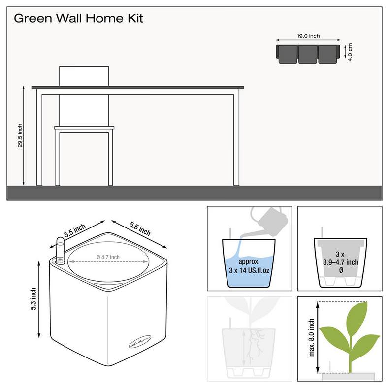 Lechuza Green Wall Home Kit Glossy - Charcoal - My City Plants